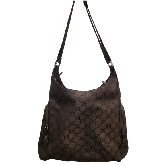 GUCC INylon Monogram Extra Large Satchel Dark Brown - Picture 2 of 16